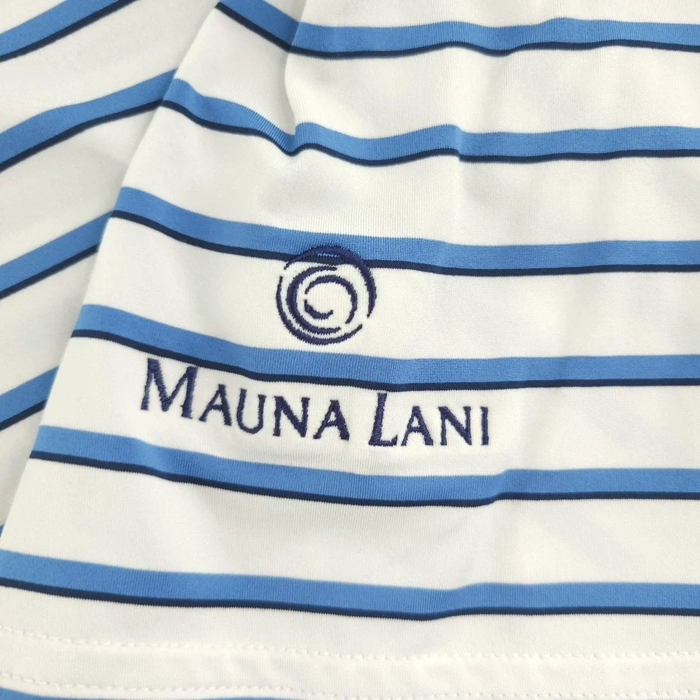 RLX Ralph Lauren Polo Shirt Mens XL Blue Stripe Mauna Lani Golf Performance Top